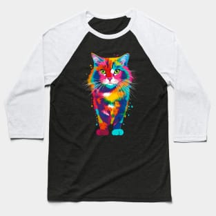 Colorful cat, pop art style neon art Baseball T-Shirt